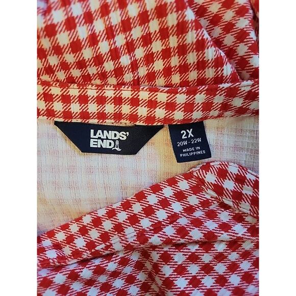 Lands' End Red Gingham Check Sleeveless Button Up Tank Women's Plus 2X - Picture 10 of 11